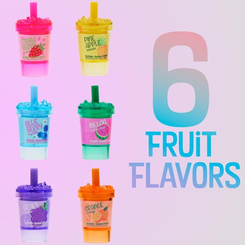 6pc Smoothie Lip Balm Set – Fruit-Scented Lip Glosses in Adorable Smoothie-Shaped Containers
