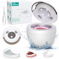 Aotuda 45kHz Retainer Cleaner Machine, 200ML Ultrasonic Dental Cleaning Pod with 4 Modes, Digital Timer, Mouth Guard Cleaner for Denture, Aligner, Braces, Toothbrush, Jewelry and More (White)
