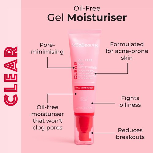 MCoBeauty - Oil-Free Gel Face Moisturizer - Lightweight Hydrating Formula for Shine-Free Skin - Vegan & Cruelty-Free
