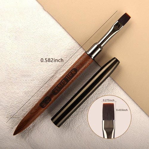 DANNEASY 1pc Acrylic Nail Brush Sandalwood Nail Art Brushes Nail Painting Brush Nail Clean Up Brush Nail Design Brushes Nail Art Tools - Flat Head
