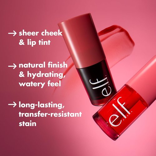 e.l.f. Sheer For It Blush Tint - Multi-Use, Long-Lasting Lip & Cheek Makeup | Vegan Cherry Cola