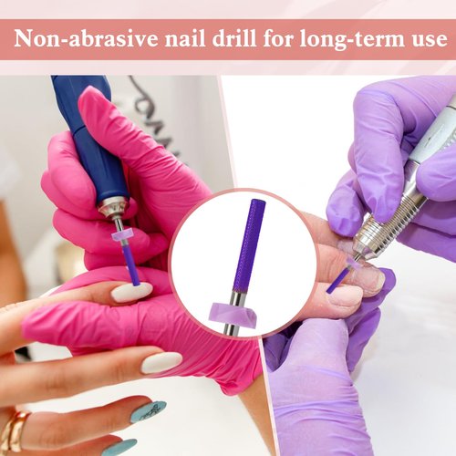 Cnynail 3/32”Tungsten Carbide Nail Drill Bit, Buffer Cuticle Remover, Nail Buffer & Prep File, Two-Way Rotation, Fine Grit for Manicure, Pedicure, Home & Salon Use (3XF Grit, Purple)