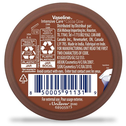 Vaseline Cocoa Glow Body Cream 6-Pack – Pure Cocoa Butter 48H Moisturizing Cream for Dry Skin, Travel-Size, 2.53 Fl Oz Ea