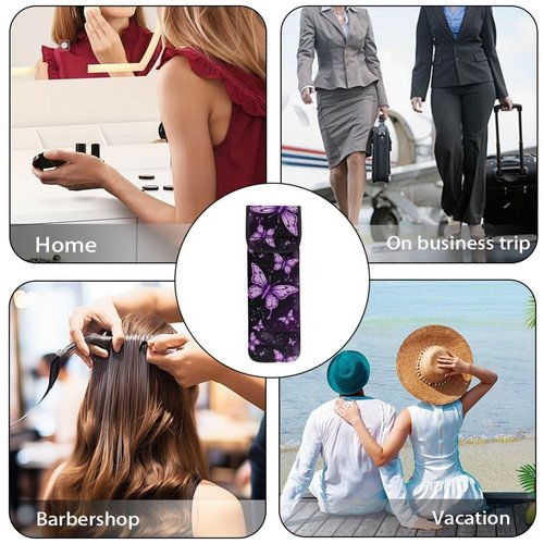 Flashideas Purple Butterfly Flat Iron Case Heat Resistant Neoprene Curling Iron Cover Bag with Pocket Curling Iron Organizers and Storage for Flat Iron, Straightener, Curling Wand/Curling Iron, CZB38