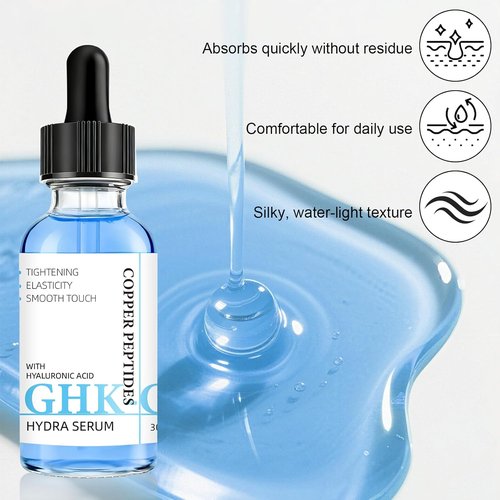 GHK-Cu Copper Peptide Facial Serum - Lightweight Moisture-Balancing Hydration with Hyaluronic Acid | 1 fl oz