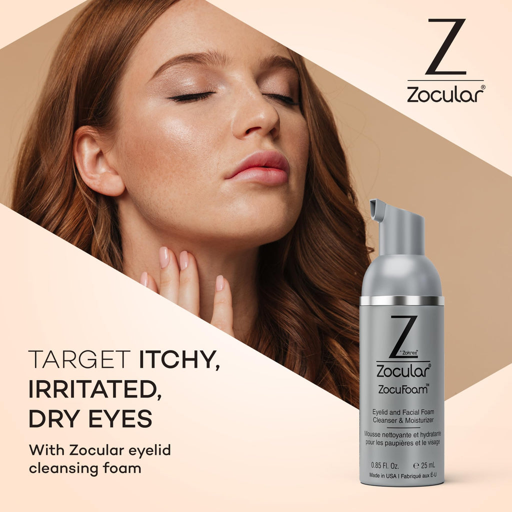 Zocular ZocuFoam Foaming Eyelid Cleanser – Gentle pH-Balanced Cleansing Foam – 25 mL