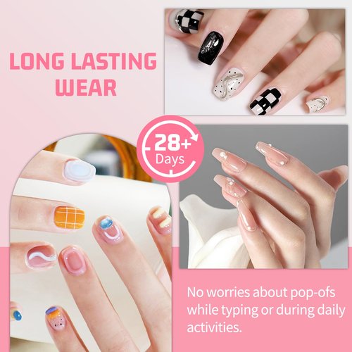 3PCS Semi Solid Nail Glue, Super Strong & Quick Drying Glue for Press On Nails, No UV Lamp Needed, Long Lasting for Acrylic & Fake Nails (15g x3)