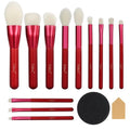 Unfovi 14-Piece Daily Makeup Brush Set - Essential Cosmetic Brushes Kit for Foundation, Concealer, Eyeshadow & Powder Blush, Professional Face Blending Brushes Kit for Women(Red)