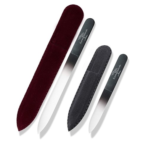 Karma Organic Double Sided Glass Nail File for Women - Professional Nail Buffer Glass Fingernail for Manicure Pedicure Nail Care - Smooth Finish Strengthens - Best for Natural Beautify Nails Set of 2