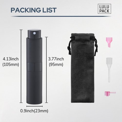 Lulupack Travel Perfume Bottle Refillable - Cologne Spray Atomizer Mini - Small Travel Size Empty Sprayer for Refill Sample Container - Portable Fragrance Decant Dispenser for Women Men 5ml 6PCS Black