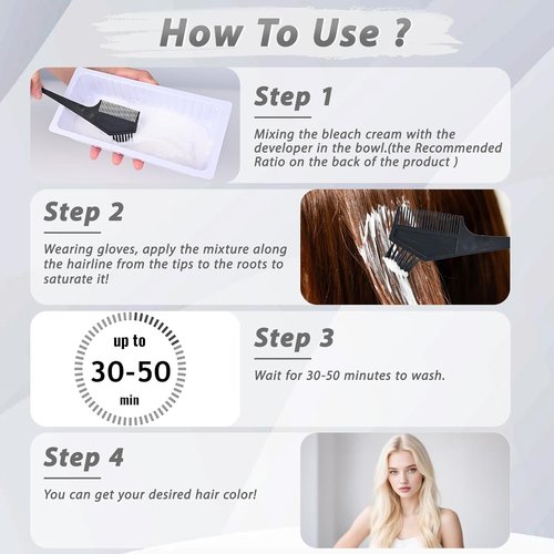 Skiennix Gentle Cream Hair Bleach Kit - Ammonia-Free, No-Drip Lightening, Lifts Up to 8 Levels