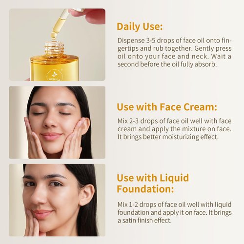 GREEN FARM Face Oil with 21.7% ECOCERT Organic Squalane & Vitamin C - Plant-Based, Non-Greasy Facial Oil for Dry, Sensitive Skin - Anti-Aging, Brightening, Gua Sha Oil, 1 fl oz