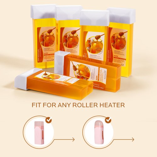 Roll on Wax Refill: 6 Honey Wax Roller Refill - At-Home Hair Removal Cartridge for Body Legs Arms (100g/3.53oz, 6 Pack)