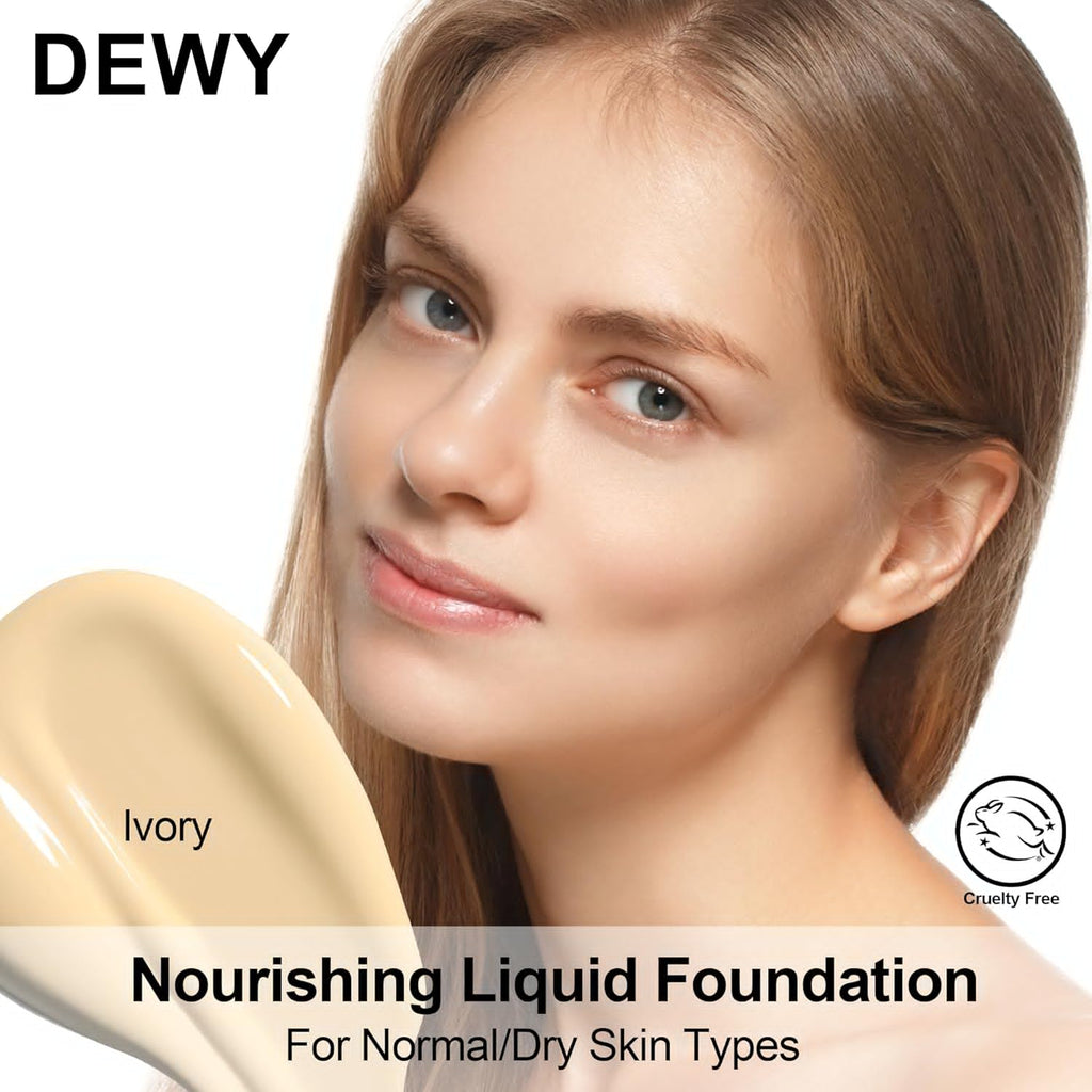 FV Waterproof Liquid Foundation - Hydrating, Lightweight Makeup for Normal & Dry Skin | Nourishing Ivory, 30ml