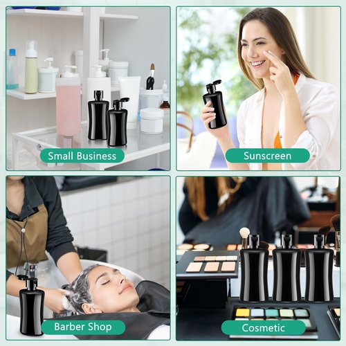 Domensi 12 Pcs Black Travel Bottles with Flip Cap Plastic Travel Size Toiletries Bottles Portable Leak Proof Squeeze Container Refillable Empty Cosmetic Containers for Liquid Shampoo Lotions (3.4 oz)