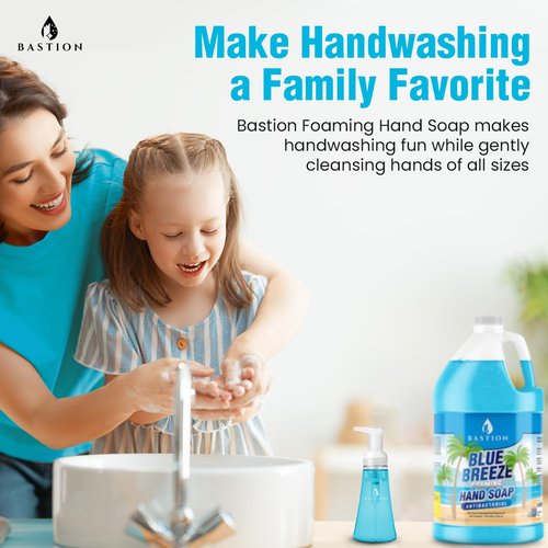 Bastion Blue Breeze Antibacterial Foaming Hand Soap - 1 Gallon Refill | Rich Lather & Moisturizing Formula