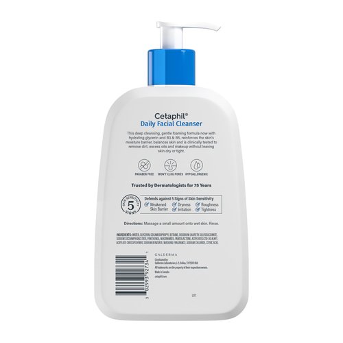 Cetaphil Daily Facial Cleanser Lotion for Combination to Oily, Sensitive Skin, 16 oz + Travel Size Moisturizing Lotion 2 oz
