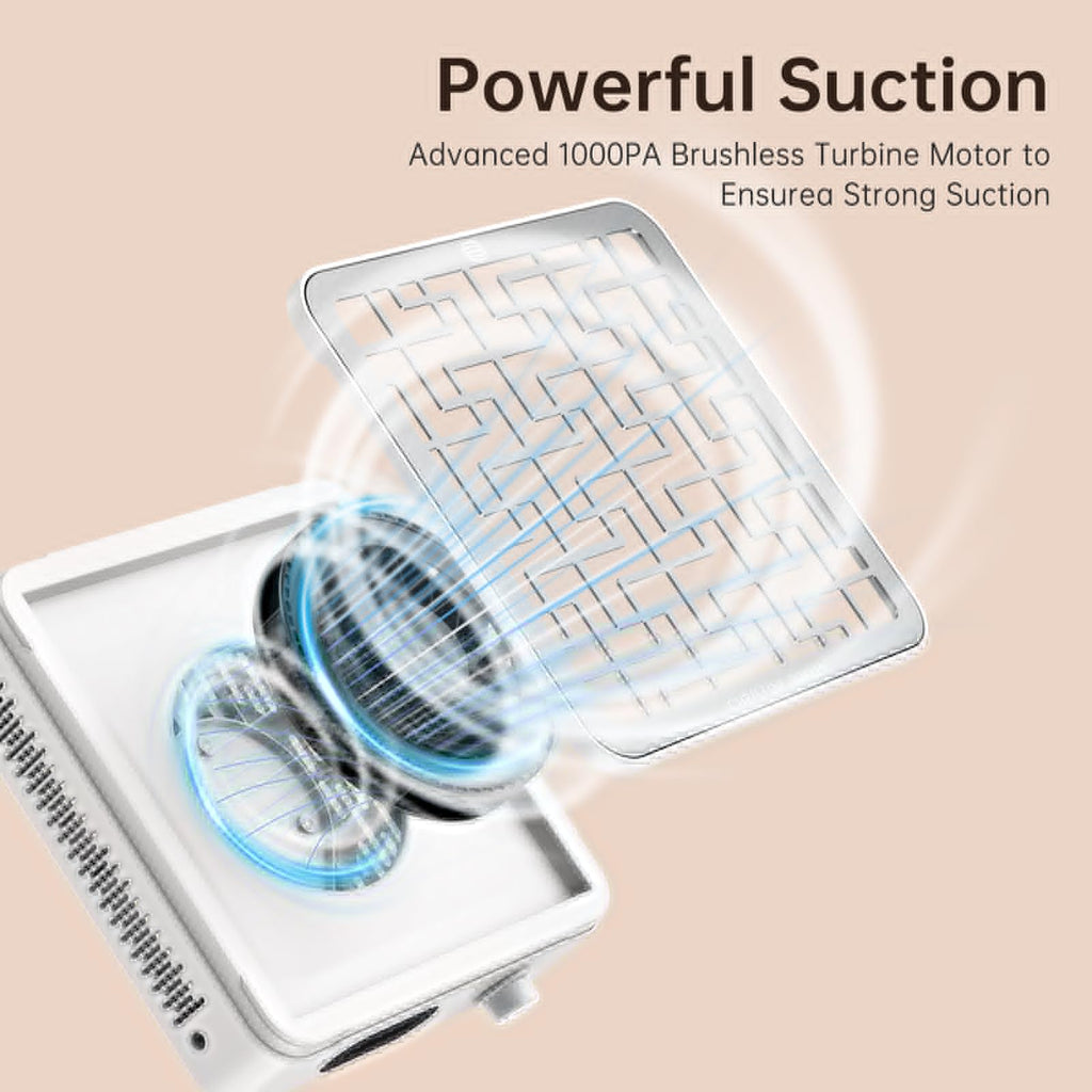 CHRISTINE SHELLY Nail Dust Collector, Cordless Dust Collector Nail Tech, Powerful 1000PA Nail Fan Vent Dust Collector Extractor Dust Suction Machine for Acrylic Nails Polishing,Nail Salon&Home