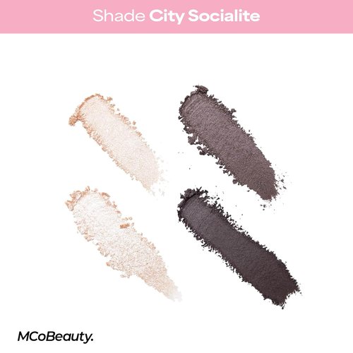 MCoBeauty Ultra Luxe Eyeshadow Quad - Golden Brown Shimmer & Matte Palette | Blendable 4 Pan Compact with Mirror
