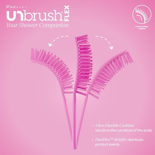 FHI Heat UNbrush Flex Detangling Brush - Pain-Free, Ultra-Flexible Hair Detangler with DuoFlex Anti-Static Bristles