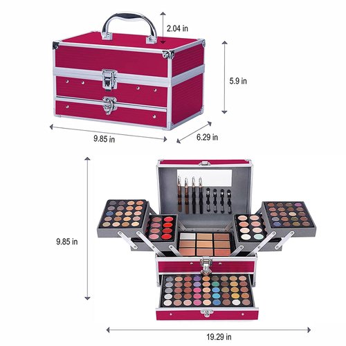 UNIFULL 132 Color All In One Makeup Kit for Women & Girls, Professional Full Set Including Eyeshadow, Lipstick, Concealer, Lip Gloss, Eyeliner, Mascara, Makeup Brushes (006N1-Pink)