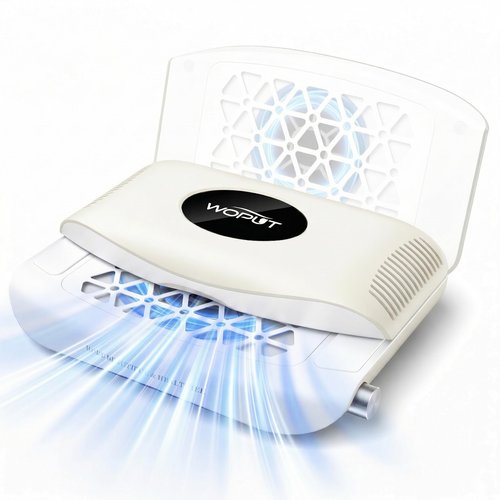 Nail Dust Collector, 14700RPM Foldable Dual-Turbo Fan with 30 Filter Papers for Acrylic Nails Salon & Home - Off White