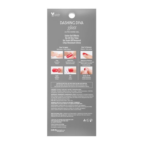 Dashing Diva Gloss Nail Strips - Santa's Helper | UV Free, Chip Resistant, Long Lasting Stickers | Contains 32 Nail Wraps, 1 Prep Pad, 1 File