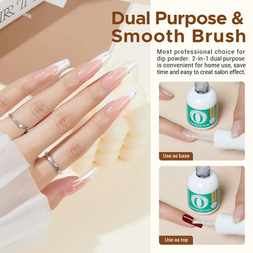 AZUREBEAUTY Dip Powder Base & Top Coat - Fast Drying, No Lamp Needed, 0.5oz Bottle for Nail Kits