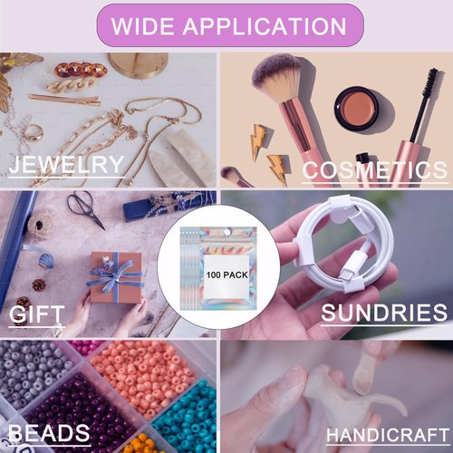 100 PCS Press on Nail Packaging Bag for False Nail Tips Holographic Press On Nail Storage Bag 100 PCS White Card with 2 Roll Transparent Tape for Nail Display Fake Nail Storage Organizer Nail Supplies
