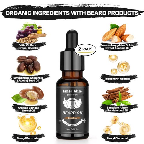 Beard Kit for Men Grooming & Care: with 2 Pack Beard Oils and Balm - Wash & Conditioner for After Shave Lotions Sandalwood, Brush and Comb Sets with Scissors, Valentines Fathers Gifts for Dad/Men/Him