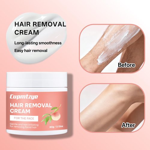 Facial Hair Removal Cream, Professional Depilatory Care Soothing Cream,Peach Infused Depilatory, Smooth Skin Treatment for Women & Men (Pack of 2)