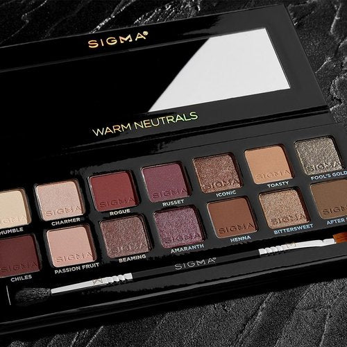 Sigma Beauty Warm Neutrals Eyeshadow Palette - 14 Highly Pigmented Shades in Matte, Shimmer & Metallic Finishes | Vegan Clean Beauty
