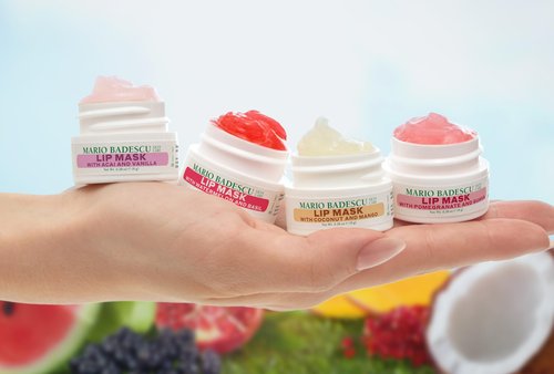 Mario Badescu Lip Mask Collection Gift Set – 4 Pc Hydrating Lip Masks for Dry Lips in Acai Vanilla, Watermelon Basil, Coconut Mango & Pomegranate Guava – Overnight Moisture & Nourishing Care