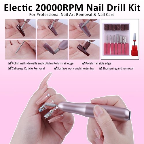 Acrylic Nail Kit with Drill: 20g Clear White Pink Acrylic Powder and Liquid Beginners Set - Professional Brushes Nail Tips Nail Supplies - Full Tools Extensions Starter for Women Home & Salon