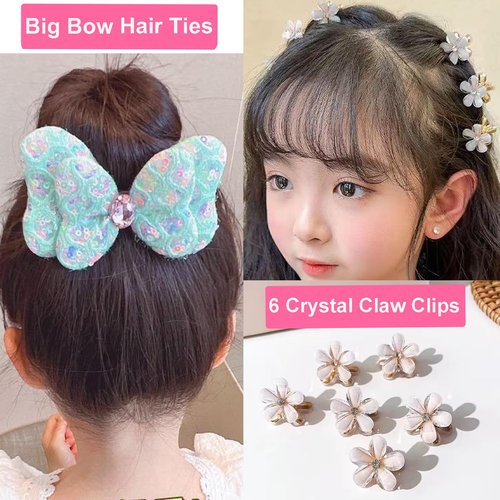 Qopoto Hair Accessories Kit for Girls - Gift Set with Hair Clips, Barrettes, Ties, Bows - Ages 4-15 (Colorful Case)