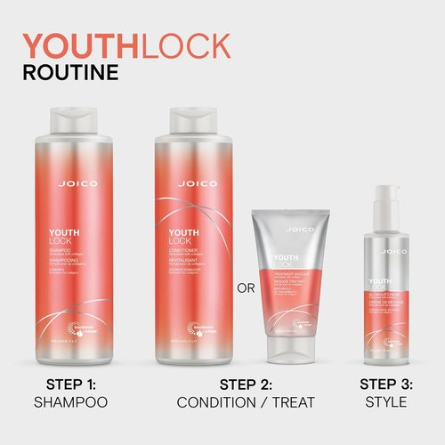 Joico YouthLock Shampoo - Collagen-Infused Formula for Youthful Body & Bounce | Reduces Breakage & Frizz