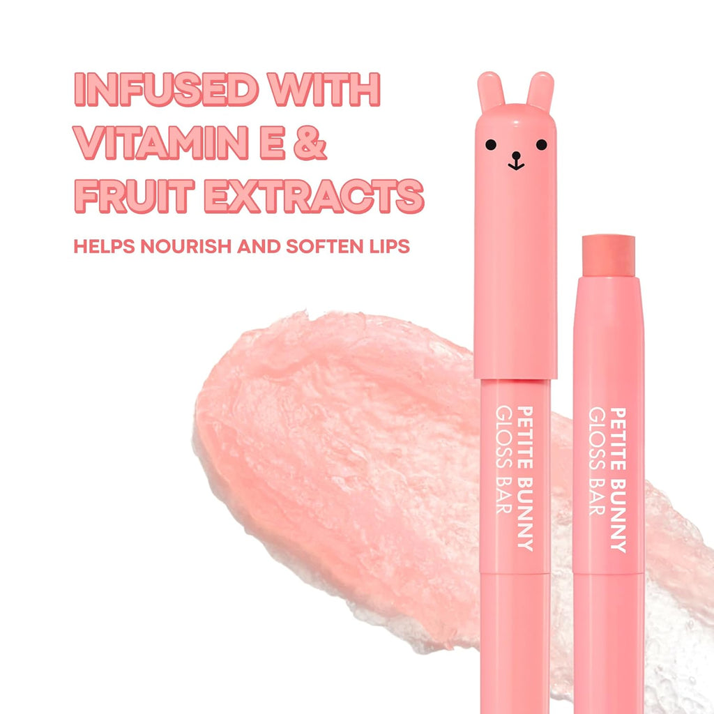 TONYMOLY Petit Bunny Lip Gloss - Hydrating Korean Lip Crayon with Vitamin E for Soft, Juicy Lips