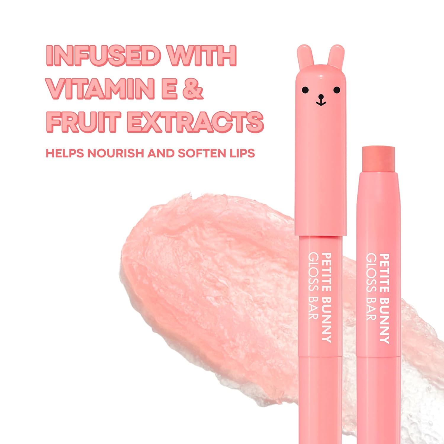TONYMOLY Petit Bunny Lip Gloss - Hydrating Korean Lip Crayon with Vitamin E for Soft, Juicy Lips