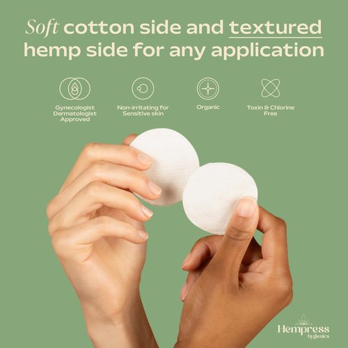Hempress Hygienics Organic Cotton Rounds for Face, Exfoliating & Gentle Makeup Remover Pads, Perfect for Cleansing, Toning, Refreshing and Applying Skincare, Vegan and Hypoallergenic (270 Count)