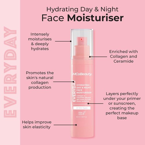 MCoBeauty - Hydrating Face Moisturizer - Plump, Firm & Brighten Skin - Hyaluronic Acid & Vitamin C - Vegan, Cruelty-Free