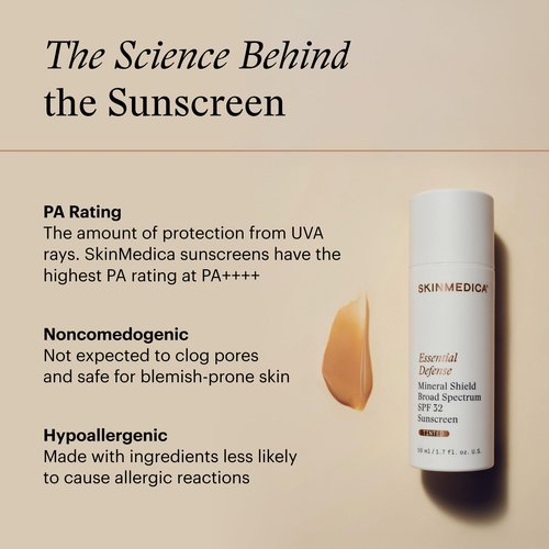 SkinMedica Essential Defense Mineral Shield SPF 32 Tinted Sunscreen for Face. This Lightweight, Facial Sunscreen is Ideal for Oily and/or Combination Skin, NEW PACKAGING, 1.7 Oz