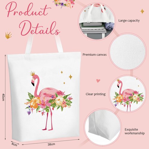 Sunnymove 5 Pcs Flamingo Gifts Set for Women Include Keychain Canvas Tote Bag Animal Lover Zipper Makeup Bag Notebook Pen for Women Flamingo Party Favors Birthday Christmas Gift