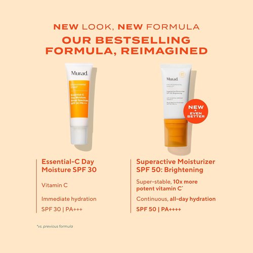 Murad Superactive Brightening Moisturizer SPF 50 - Hydrating Vitamin C Facial Sunscreen with Lipid-Boosting Technology