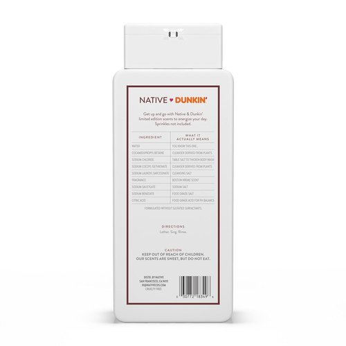 Native Body Wash - Dunkin Boston Kreme Scent | Naturally Derived Ingredients, Sulfate & Paraben Free | 18 oz