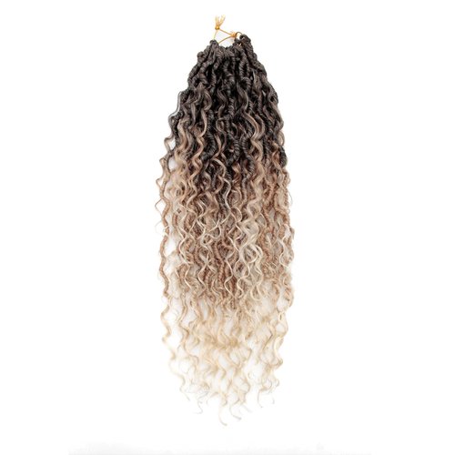 Goddess Locs Crochet Hair 18Inch 8Packs Crochet Locs,Boho Faux Locs With Curly Ends River Hippie Locs Bohemian Locs Crochet Braids(1B/27/613, 18inch(Pack of 8))
