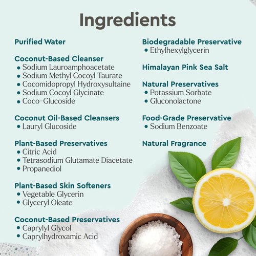 Puracy Body Wash - Natural Moisturizing Shower Gel with Citrus & Sea Salt | 48 Oz Refill for All Skin Types