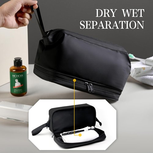 JUCURRI Large Travel Toiletry Bag for men women,Makeup Organizer Bag, Dopp Kit,Waterproof Hanging Cosmetic Bag for Toiletries Accessories(Black)