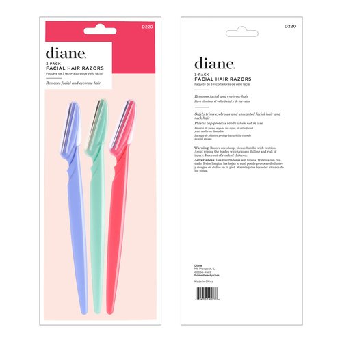 Diane D220 Eyebrow Facial Hair Shaper Trimmer, Dermaplaning Razor - 6 Pack