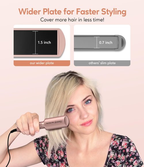 Farery Mini Flat Iron - 1.5 Inch Ceramic Hair Straightener with Argan Oil, Fast Heat & Travel Bag