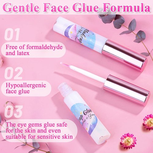 Rhinestones Face Glue for Cosplay Makeup, Shynek 2PCS Body Glue Waterproof Eye Glitter Hair Adhesive Spirit Adhesive for Halloween Costume Wig Face Gems Eye Body Glitter